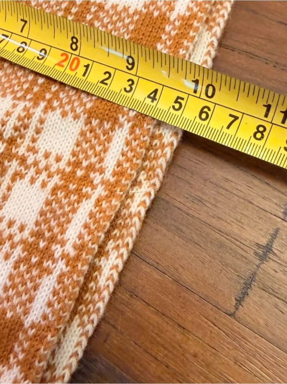 Timberland Plaid Knit Scarf Tan Cream Logo Patch Winter Unisex 60”